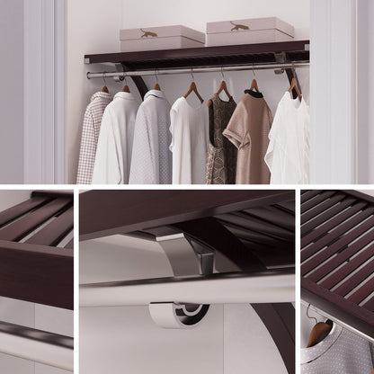 Solid Wood 4 ft Shelf Kit with Bar - John Louis Home - Closet Shelves
