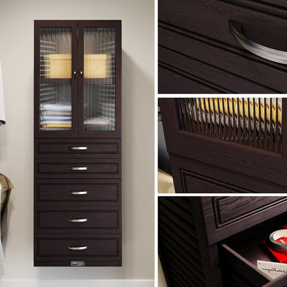 Solid Wood Accessory Tower with 5 Drawers and Doors Modern - John Louis Home - Closet Organizers