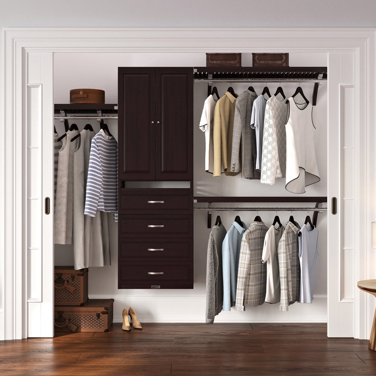 Solid Wood Closet Organizer with 4 Drawers and Doors Modern - John Louis Home - Closet Organizers